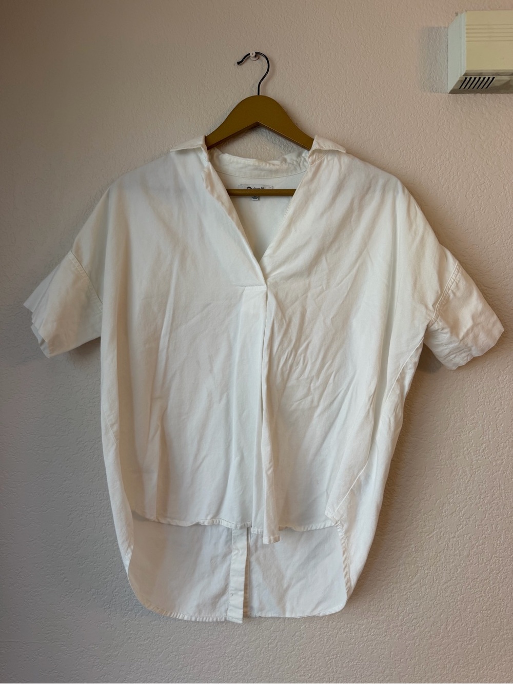 Madewell White Short Sleeve Button-Down Polo Shirt